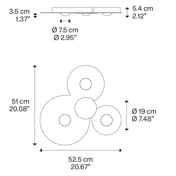 Bugia Triple Lampada a soffitto Lodes - Agof Store