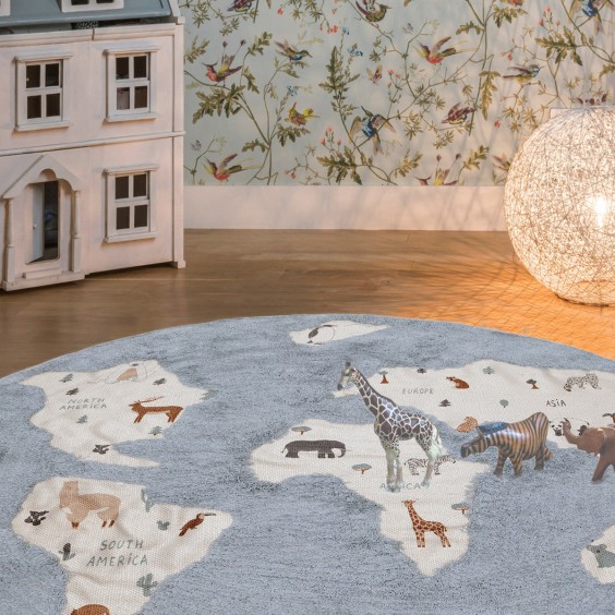 AFK Living World Map Blue children rug - Agof Store