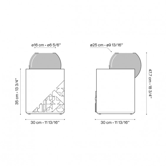 Curb tavolino con vaso Lyon Béton - Agof Store
