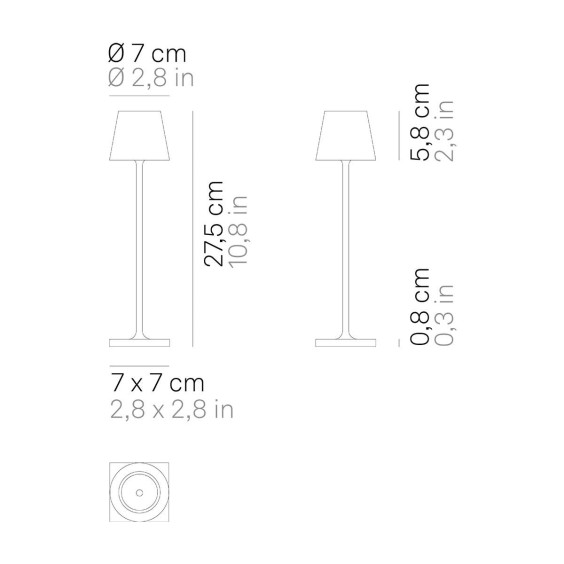 Zafferano Poldina Micro Pro Akku Tischlampe - Agof Store