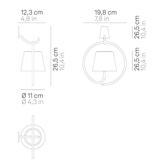 Zafferano Poldina Pro Hook rechargeable wall lamp - Agof Store