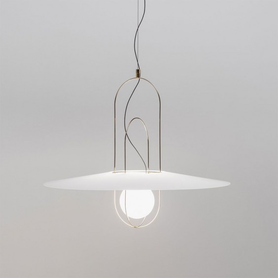 Setareh con disco in vetro lampada a sospensione FontanaArte - Agof Store